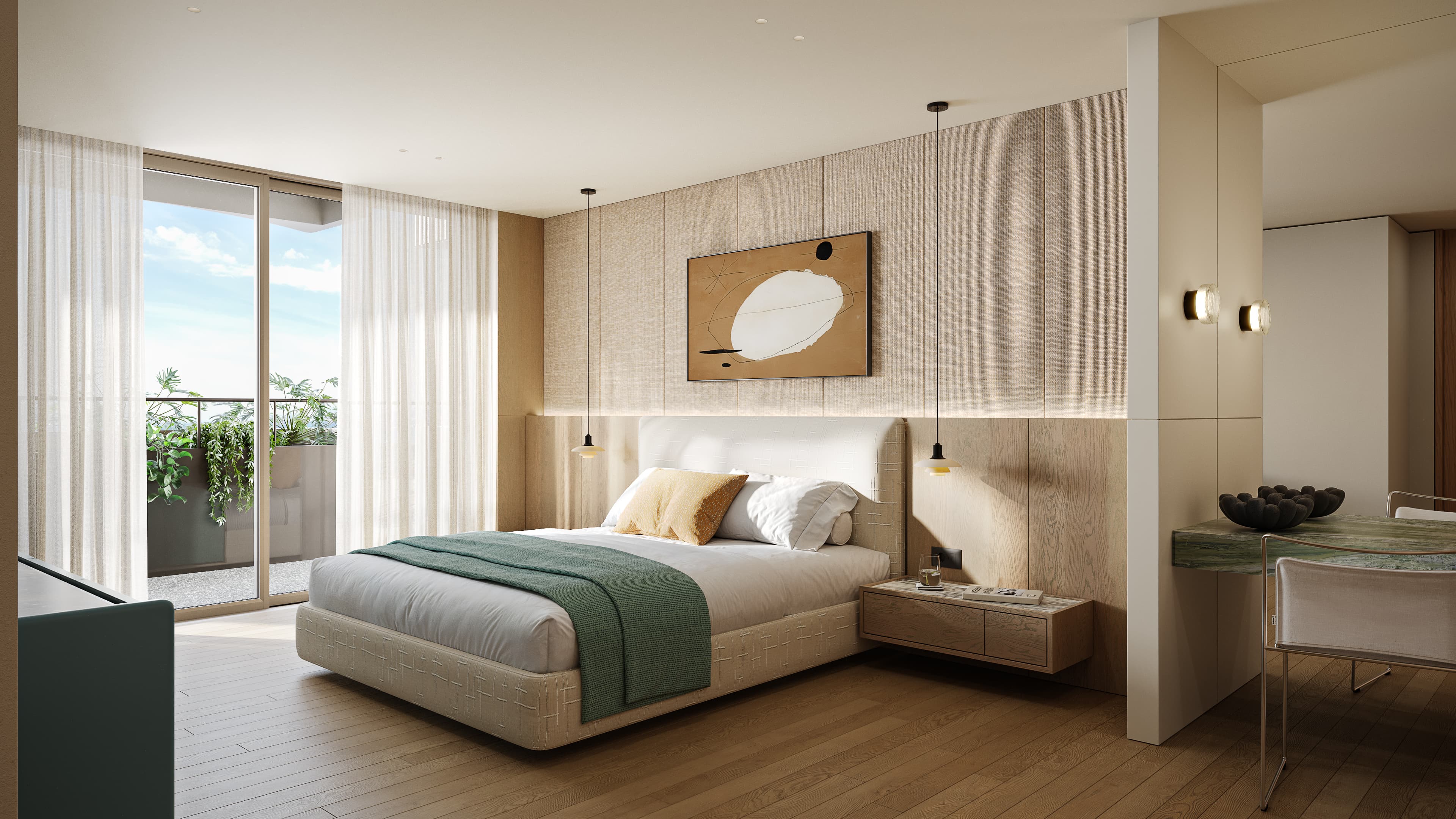 One of the block's typical bedrooms