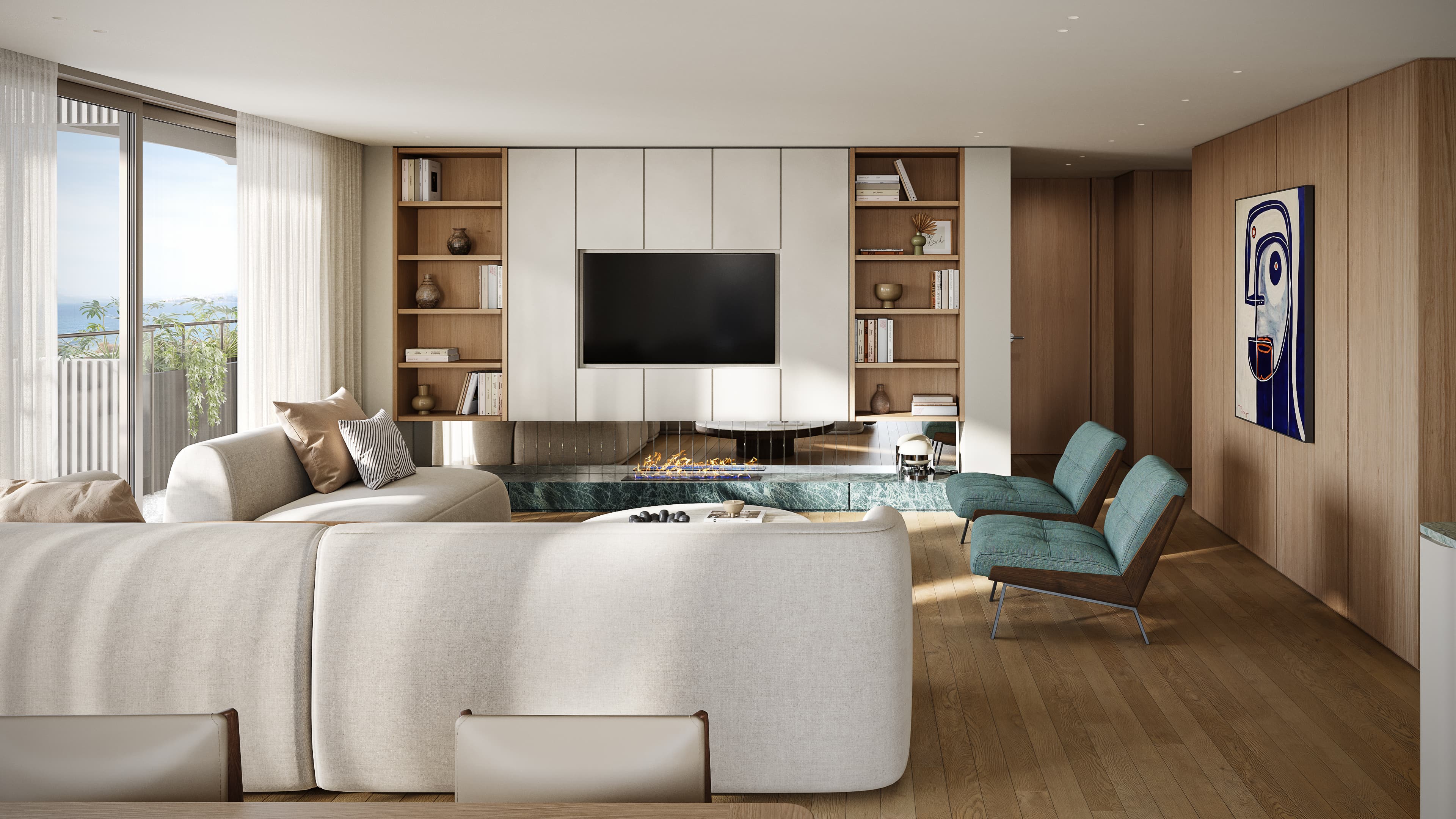One of the block's typical living rooms
