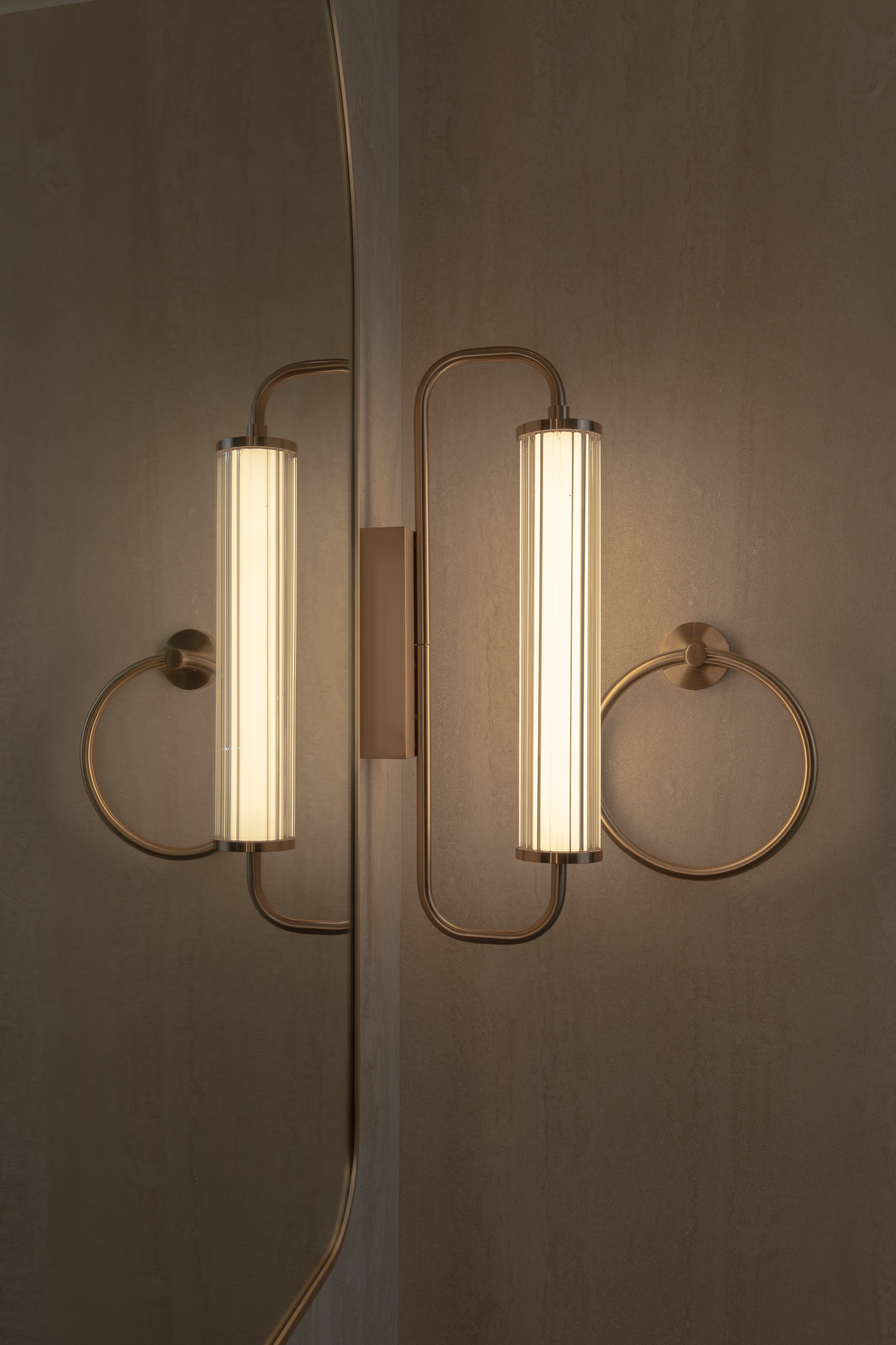 Brass pillar light and towel ring