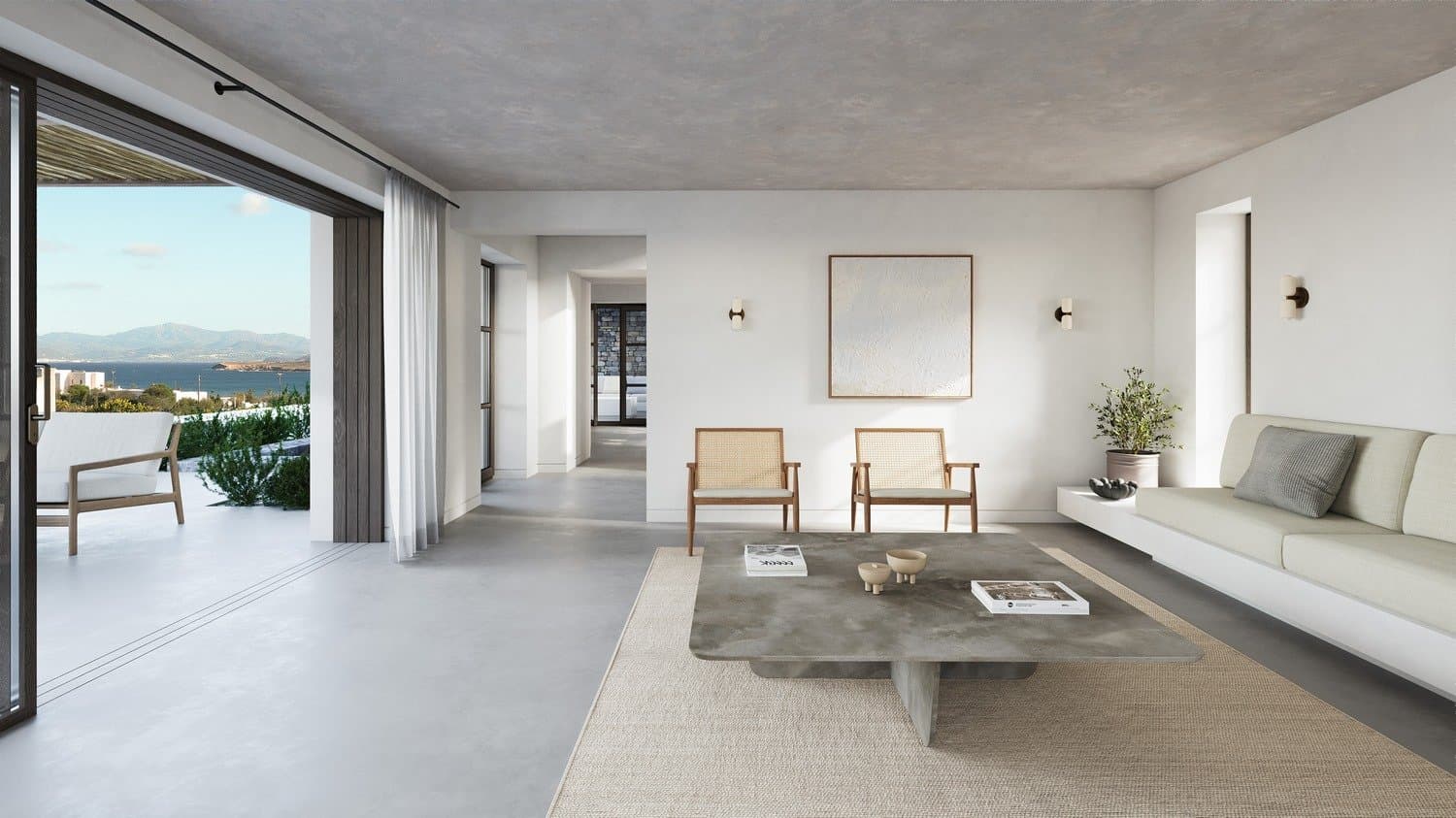 Living room opening to the sea view