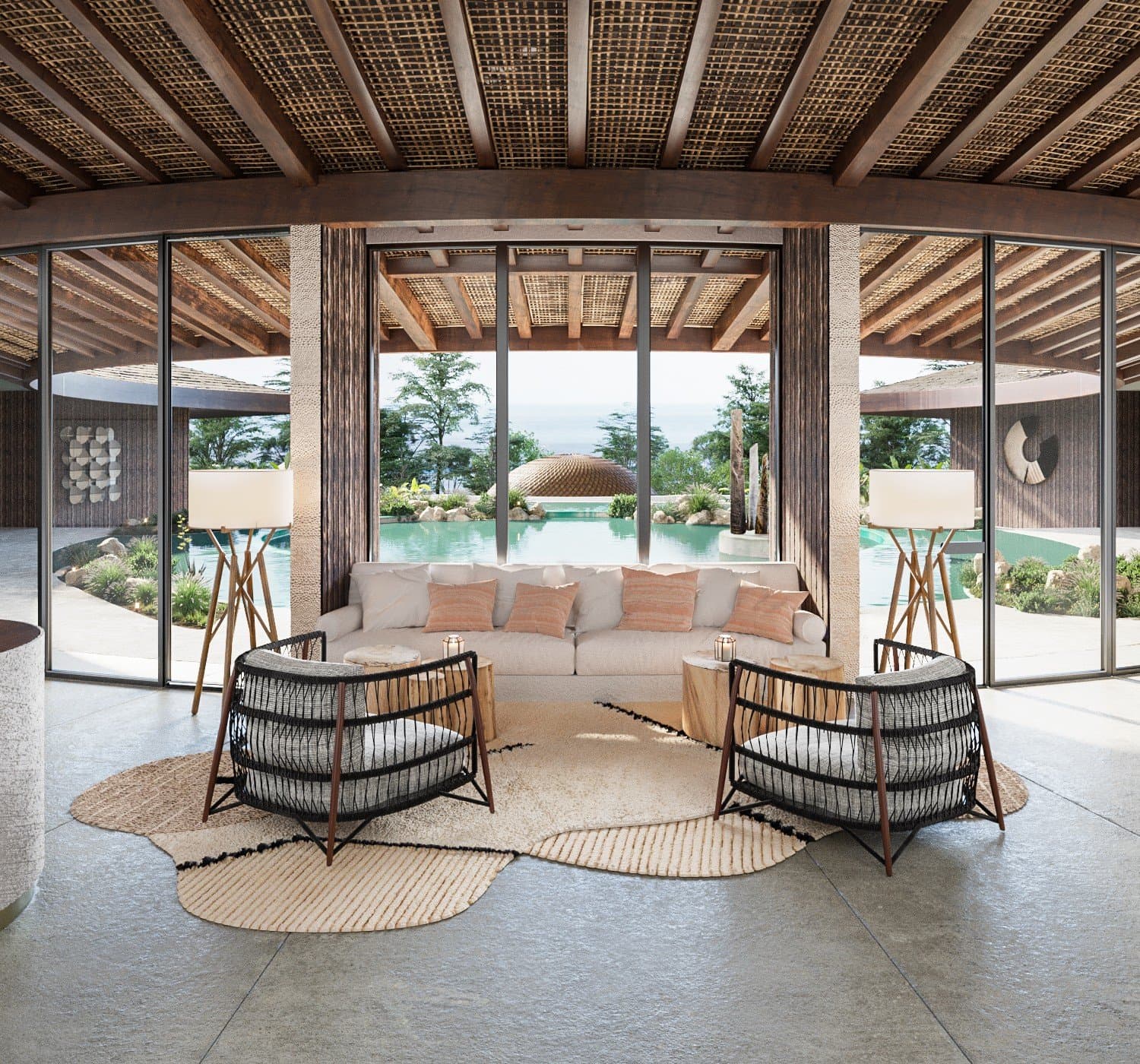 Spa lounge opening to the pool